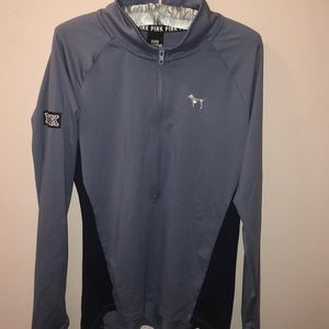 PINK Medium Blue 1/2 ZIP Pullover Sweatshirt